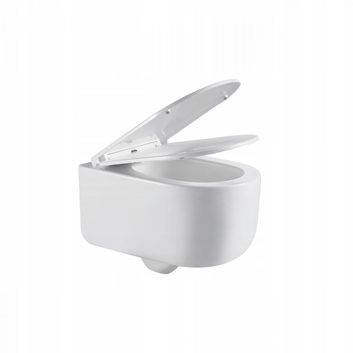 INVENA MISKA WC PODWIESZANA, QFS, KORFU OKRĄGŁA, Z DESKĄ WOLNOOPADAJĄCĄ