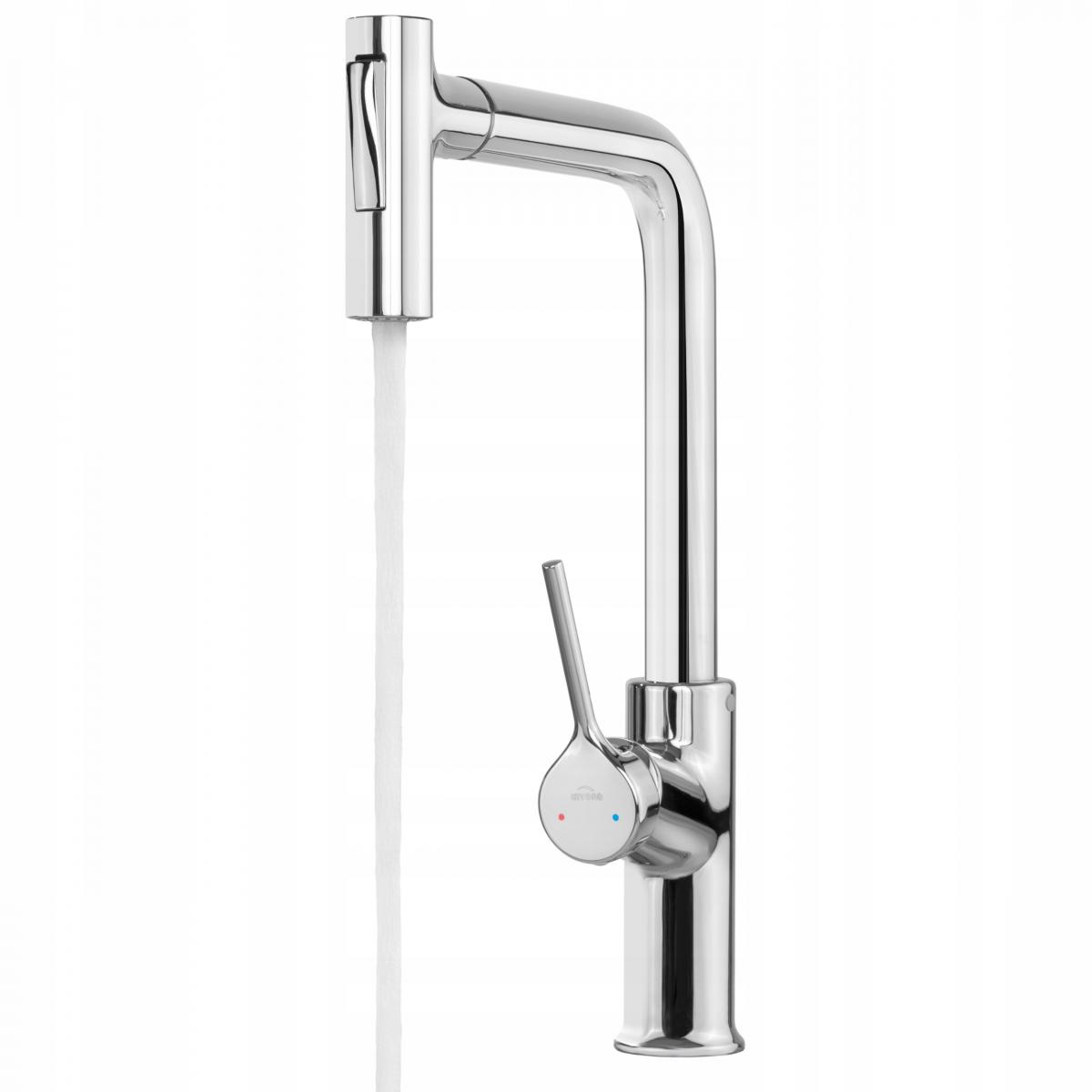 INVENA BATERIA ZLEW FARSALA Z WYCIĄGANĄ 2F WYLEW TYPU L, CHROM INVENA TREND