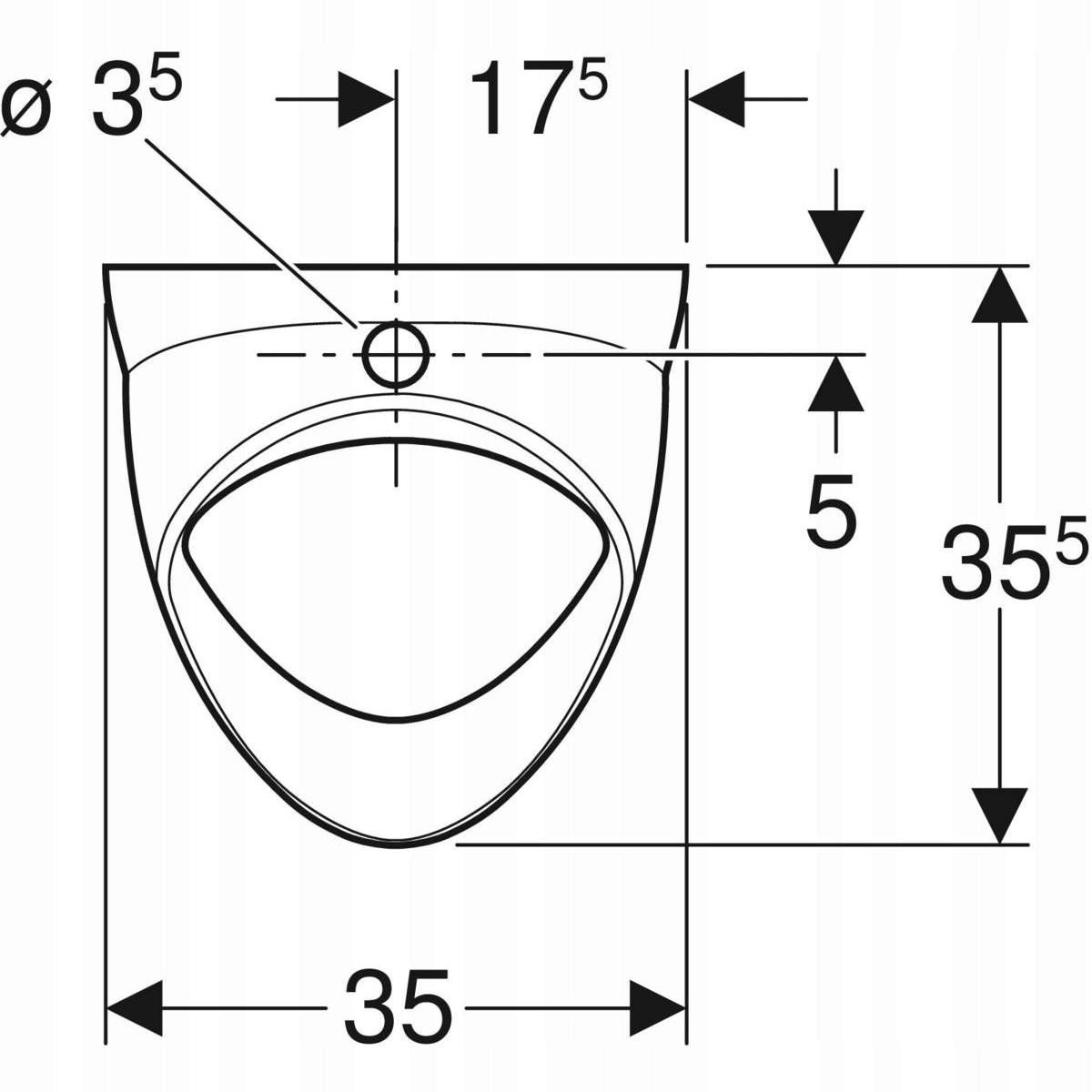 Pisuar Felix, B35 cm, H56 cm, T35.5 cm, dopływ u góry, odpływ do tyłu lub w