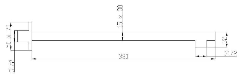 INVENA RAMIĘ NATRYSKOWE Z MOCOW.ŚCIENNYM 3X1,5 CM DŁ.40 CM