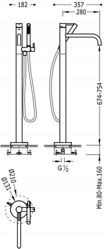 Bateria wannowo-natrysk ścienna ARMATURA KRAKÓW ANGELIT 1-uchw. biała-chrom