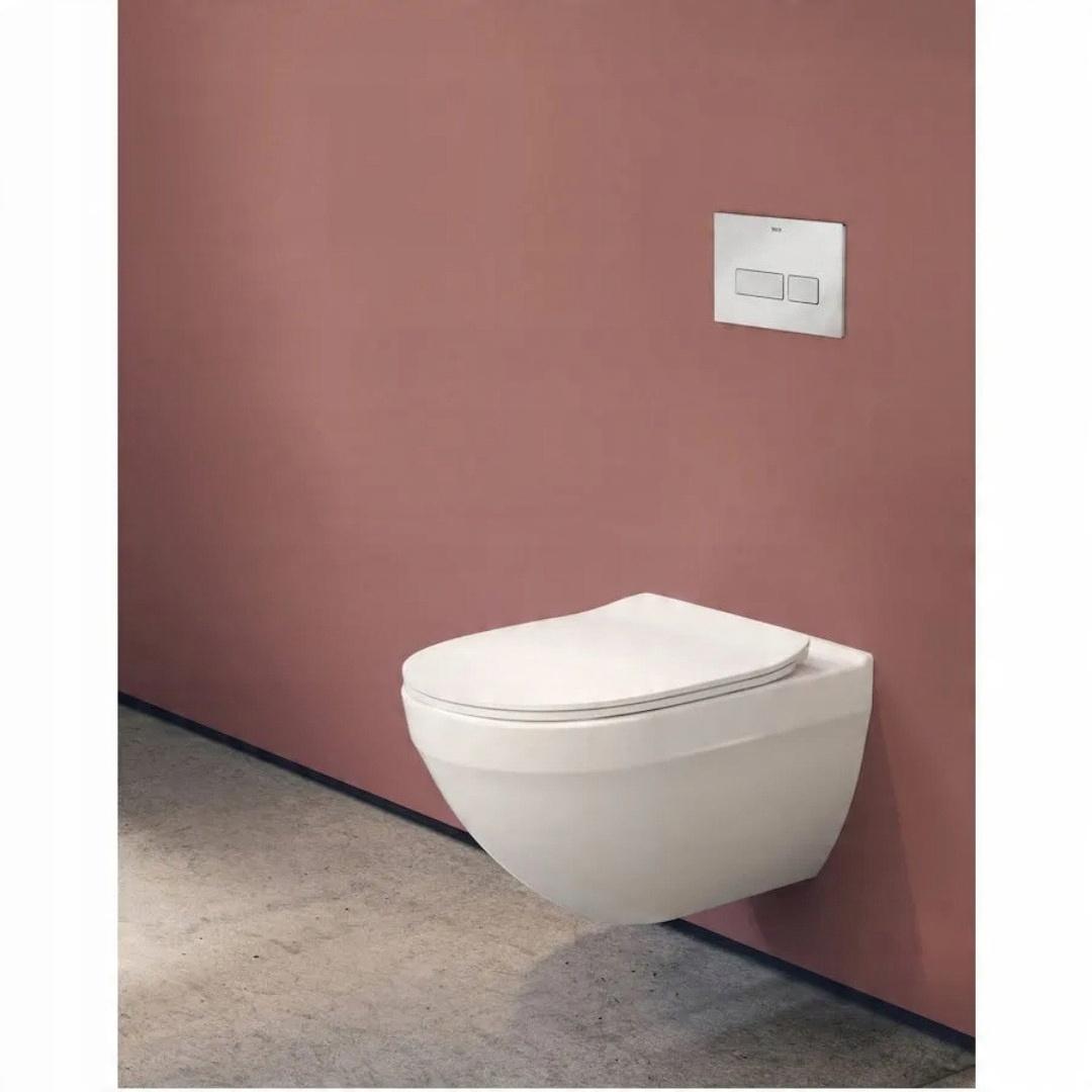 Miska wisząca HEBE 52x36cm Rimless Biały + Deska Slim wolnoopad. ROCA[16]