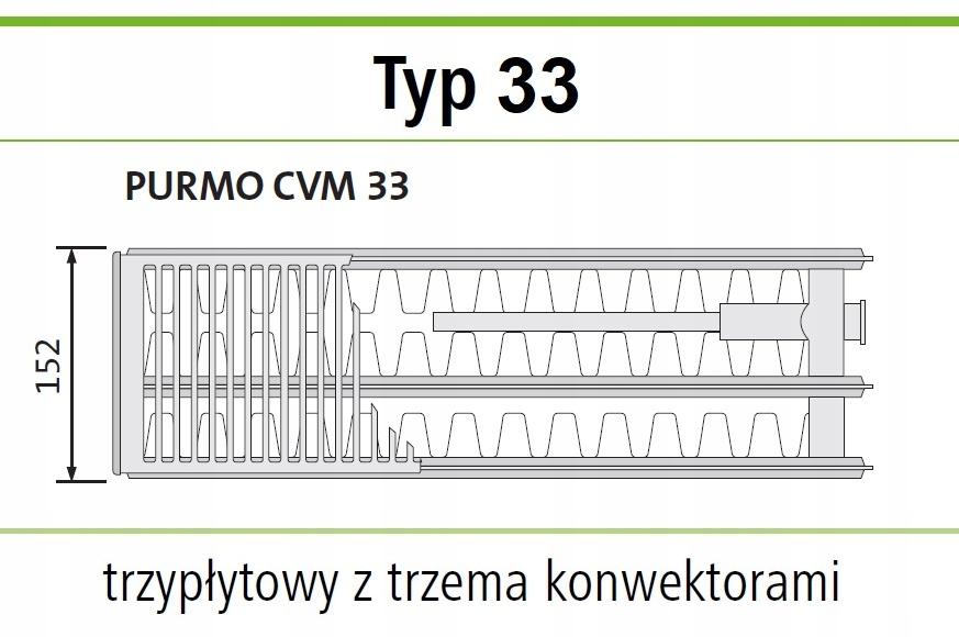 PURMO RAL 9005 CVM33 600x800 VM 33 dolny środkowy CZARNY