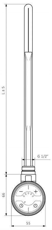 Grzałka grzejnikowa Onnline MOA 300W czarna RAL 9005, kabel spir z wtyczką