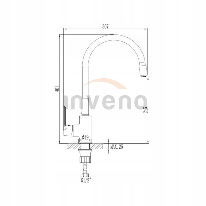 Bateria zlewozmywakowa INVENA JOGA PLUS CZARNA 48h