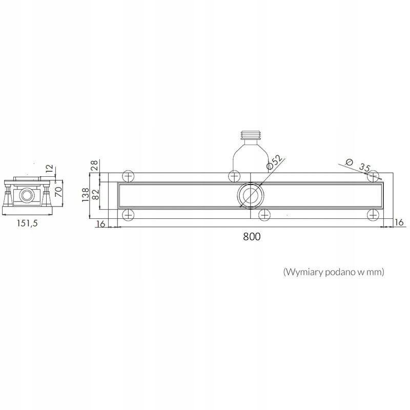 SCHEDPOL Odpływ liniowy Base-Low Black Standard Plus 80x8x7 do zab płytkami