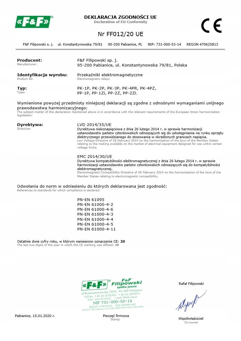 Przekaźnik elektromagnetyczny, 2Z 16A, montaż podtynkowy,w obud.PDT,U=100-2