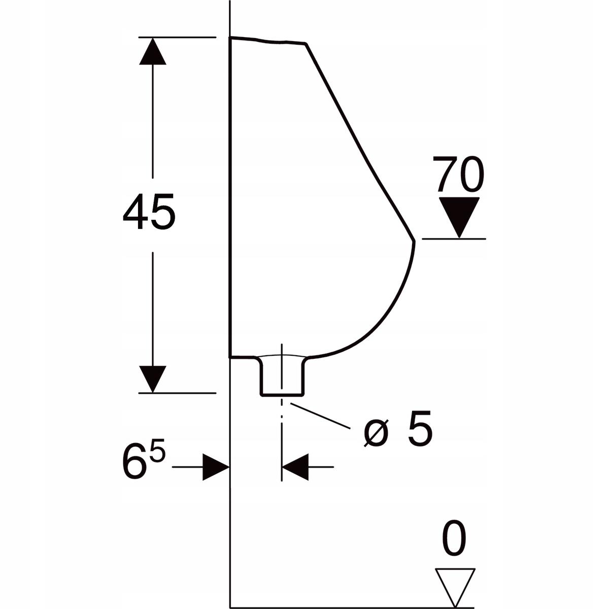 Pisuar Selnova Pico B32.5 cm, H45 cm, T35 cm, dopływ u góry, odpływ w dół