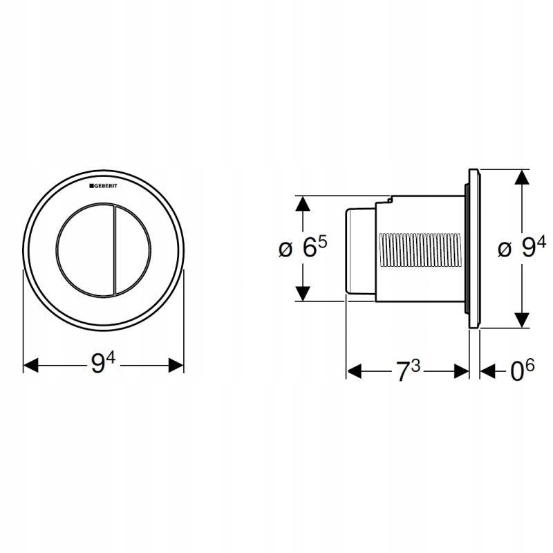 Przycisk uruchamiający GEBERIT Typ 10 pneumatyczny podtynkowy, dwudzielny