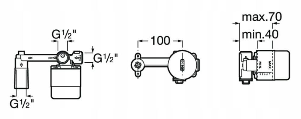 Moduł podtynkowy do baterii umywalkowej 2-otw. Czarny ROCA