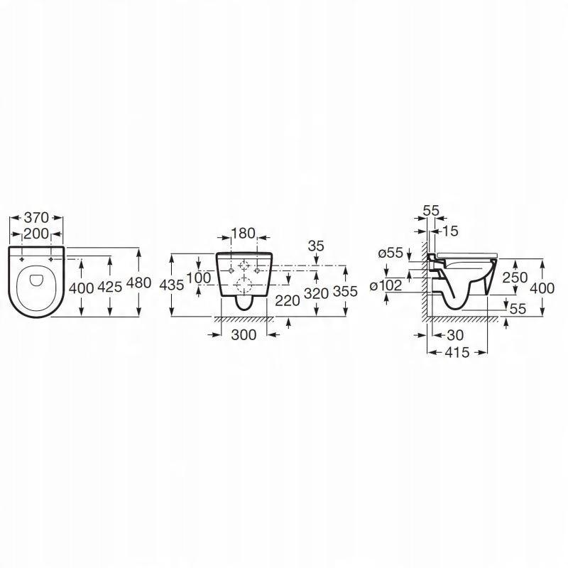 Miska wisząca INSPIRA ROUND Rimless compacto 48 cm ROCA//10