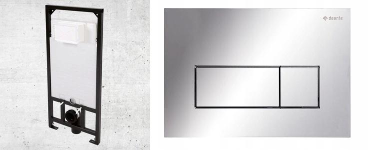 Zestaw WC podtynkowy 6 w 1 Jaśmin, biały + deska + stelaż + przycisk chrom