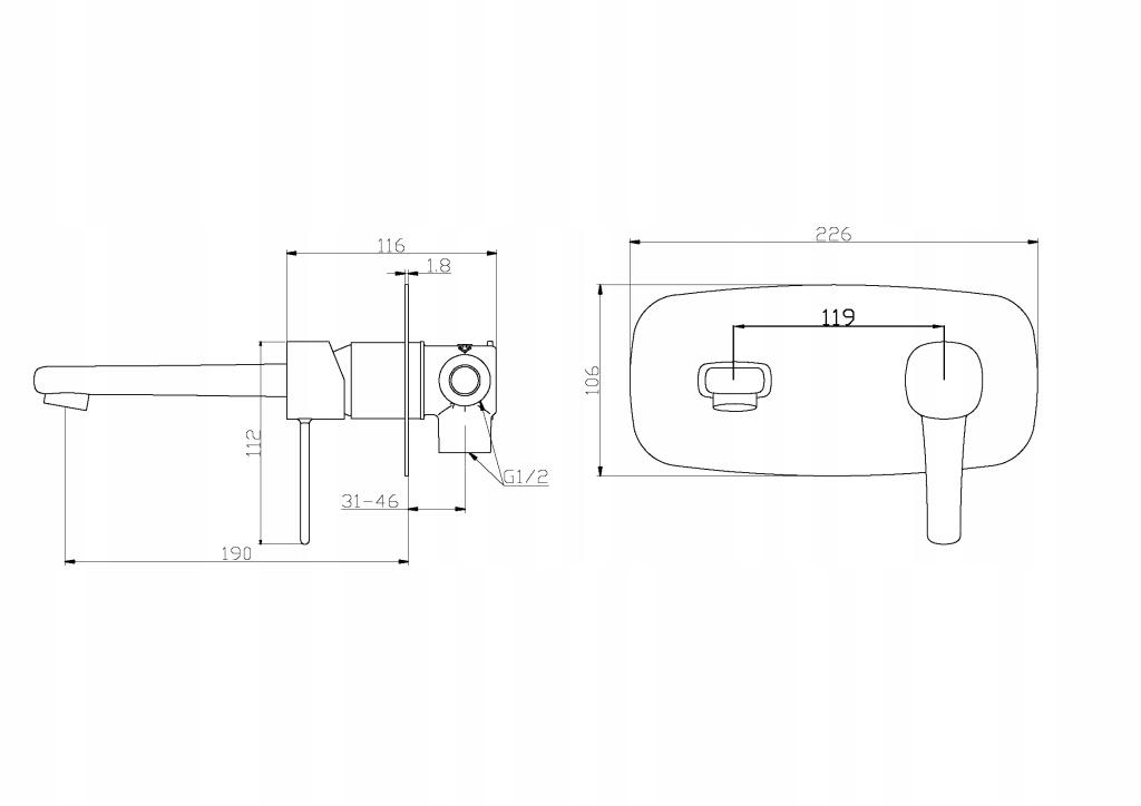 INVENA BATERIA UMYWALKOWA PODTYNKOWA GLAMOUR MIEDŹ INVENA TREND