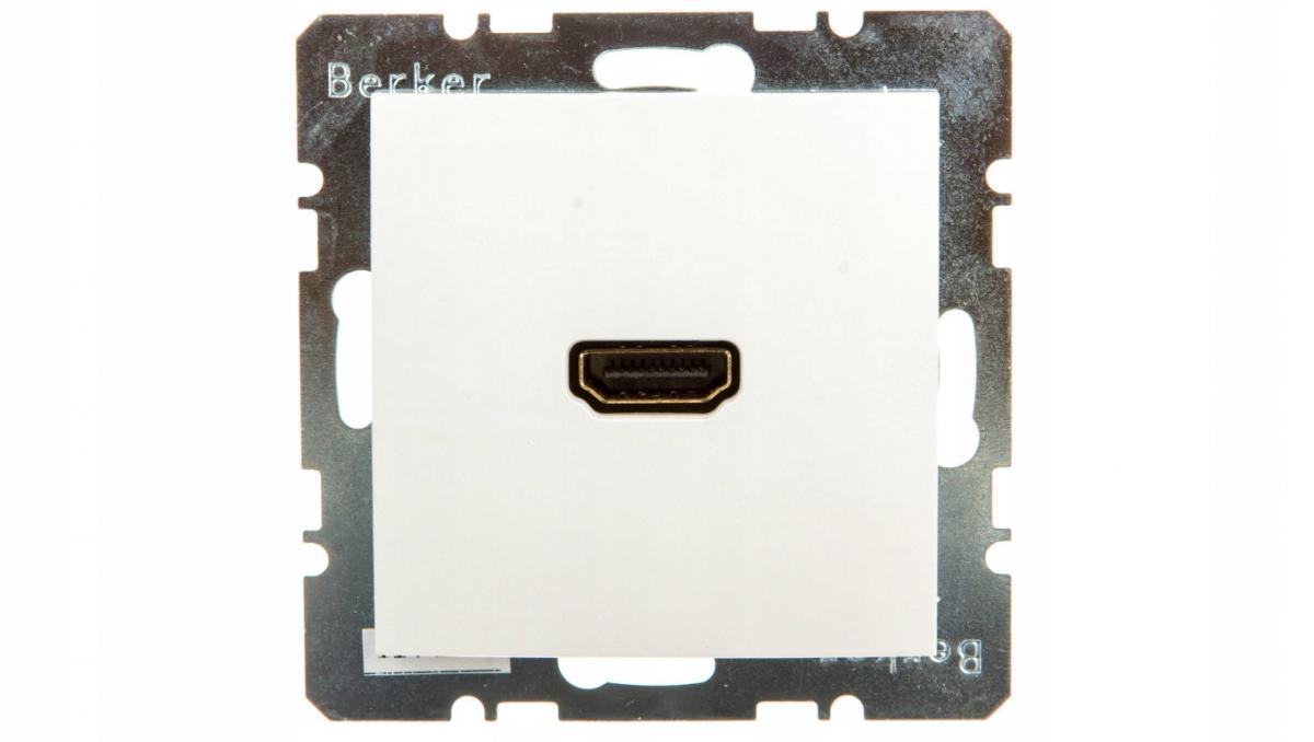 BERKER Gniazdo HDMI z przyłączem 90° śnieżnobiały, połysk S.1/B.3/B.7 Glas