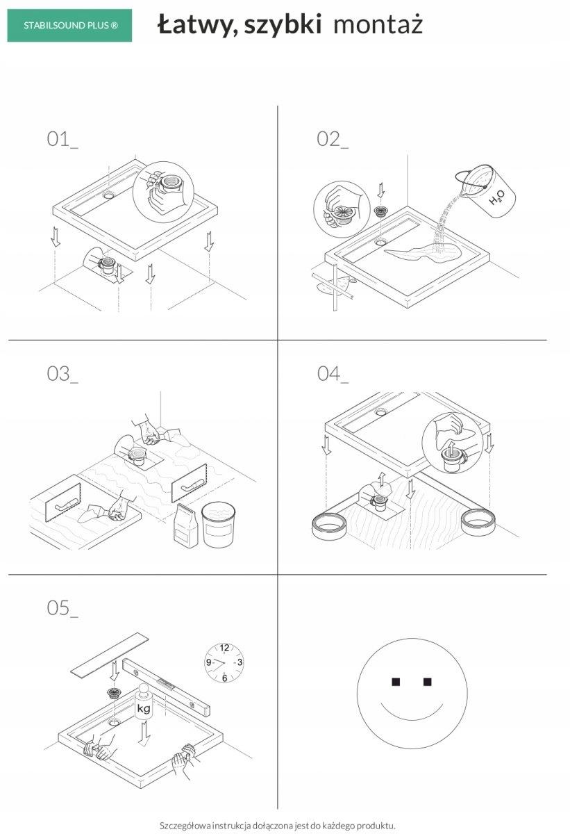 SCHEDPOL Brodzik kompozytowy Etrusco Stabilsound Plus 80x100x3 cm prostokąt