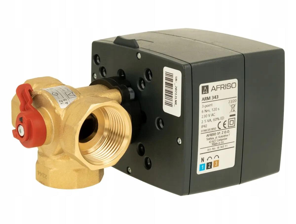 AFRISO Zestaw regulacyjny: 3-drogowy obrotowy zawór miesz + siłownik elektr
