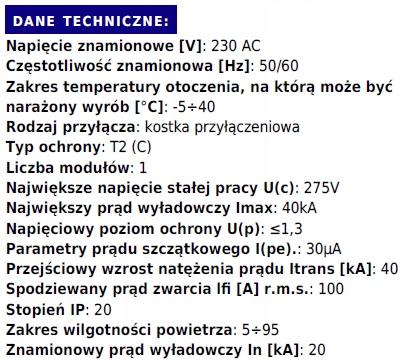 KANLUX Ogranicznik przepięć KSD-T2 275/40 1P