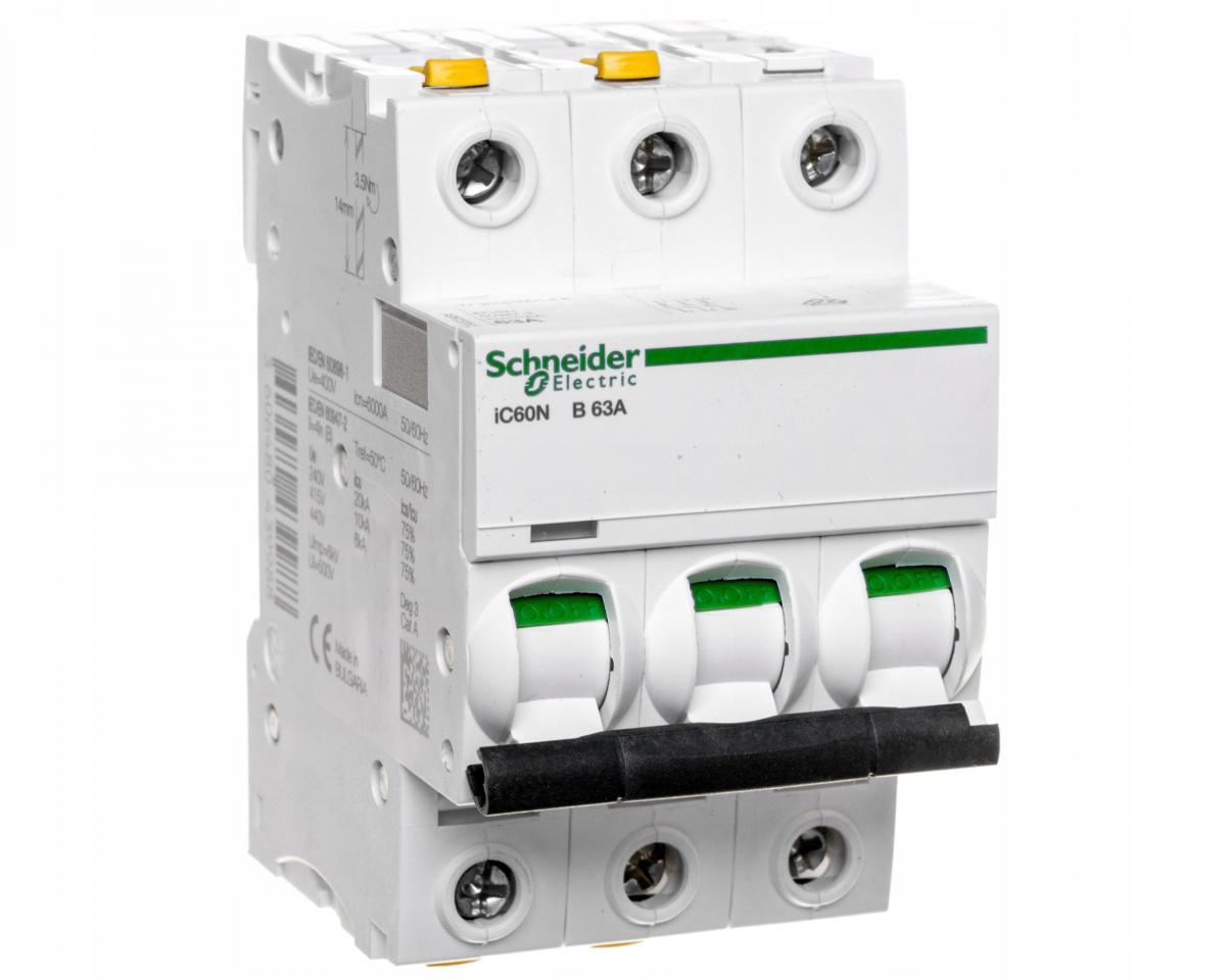 SCHNEIDER ELECTRIC Wyłącznik nadprądowy iC60N-B63-3 B 63A 3-biegunowy