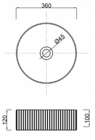 INVENA UMYWALKA NABLATOWA GLAMOUR TREND 36CM OKRĄGŁA RYFLOWANA, BIAŁA POŁY