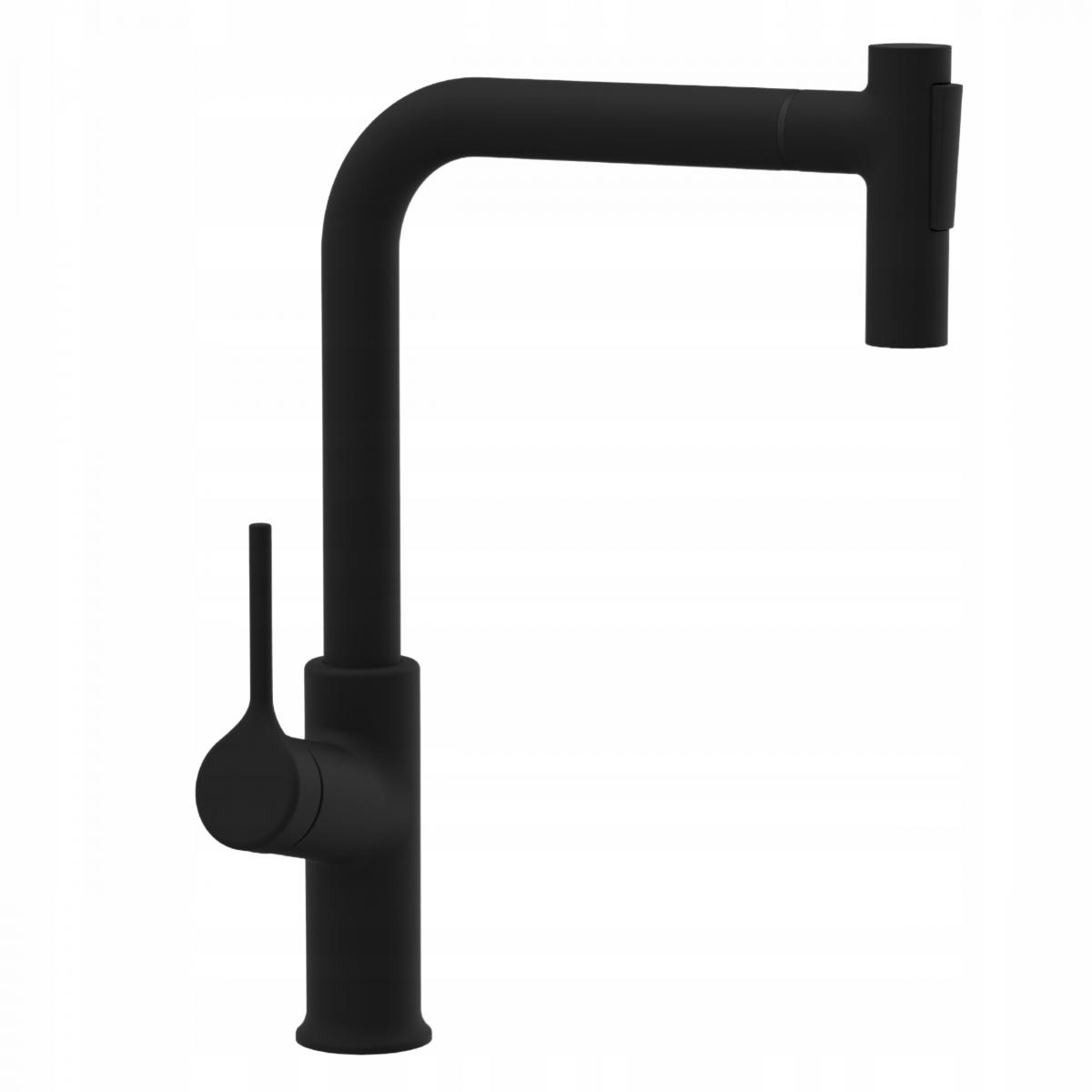 INVENA BATERIA ZLEW FARSALA Z WYCIĄGANĄ 2F WYLEWKĄ TYPU L CZARNA TREND