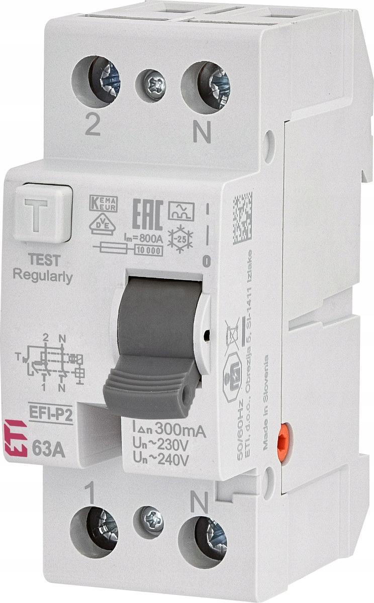 ETI Wyłącznik różnicowoprądowy EFI-P2 A 63/0.3