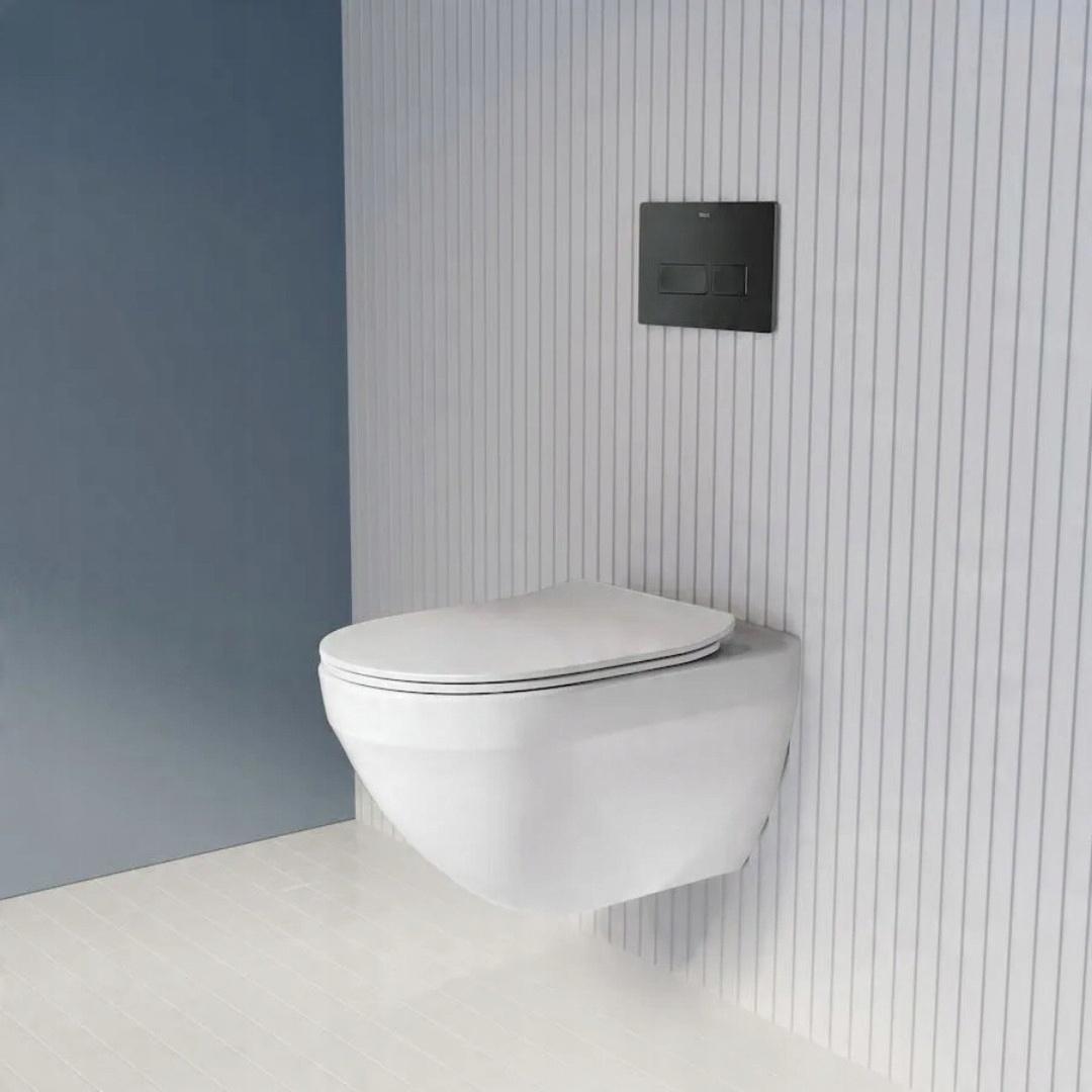 Miska wisząca HEBE 52x36cm Rimless Biały + Deska Slim wolnoopad. ROCA[16]