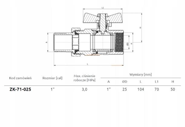 INVENA ZAWÓR KULOWY WODNY ZE ŚRUB. Z MOTYL. TYP CIĘŻKI PROV 1