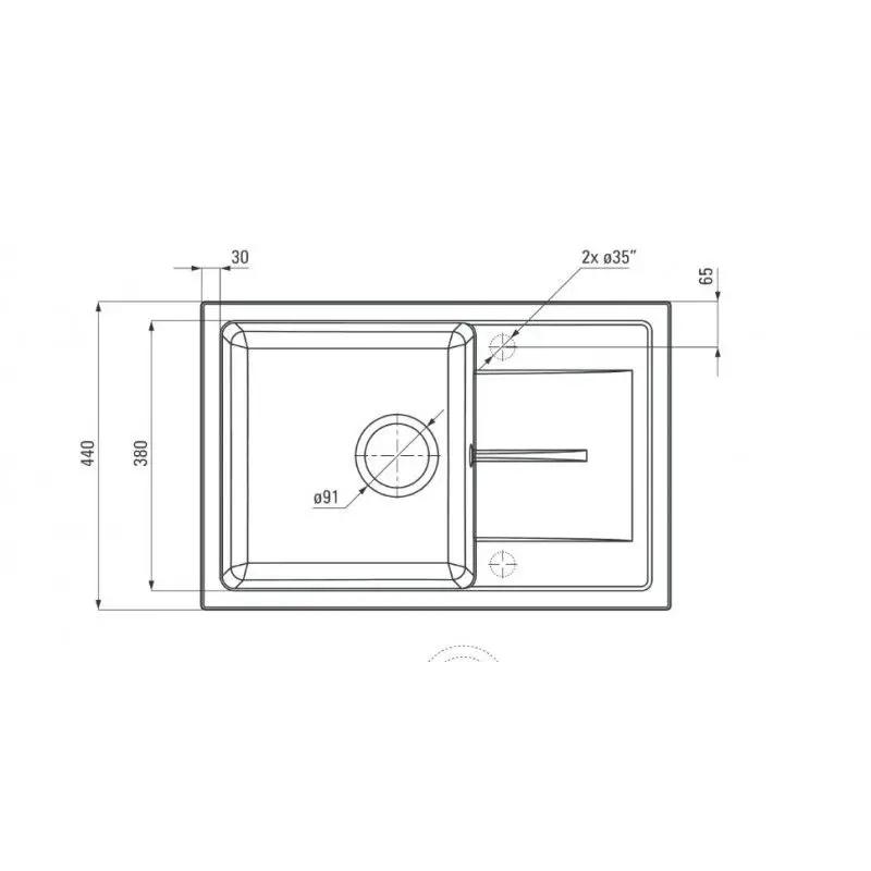 DEANTE Zlewozmywak granitowy 1-komorowy z ociekaczem Leda, grafit