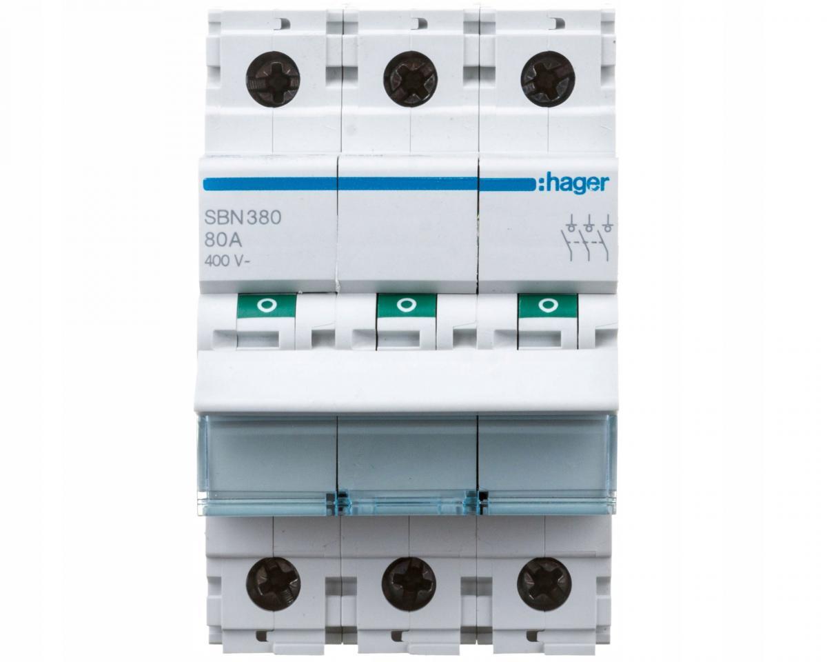 HAGER Modułowy rozłącznik izolacyjny 3P 80A 400V