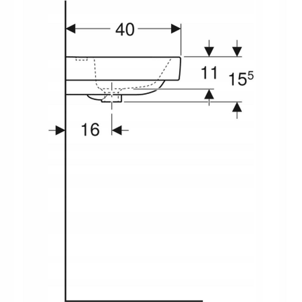 Umywalka Modo kompaktowa, B50 cm, H15.5 cm, T40 cm, z przelewem, z otworem