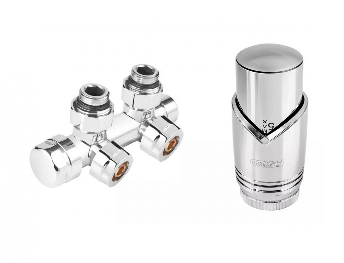 Zestaw termostatyczny kątowy Ferro CHROM 48h