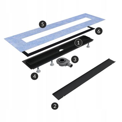 SCHEDPOL Odpływ liniowy Base-Low Black Standard Plus 80x8x7 do zab płytkami