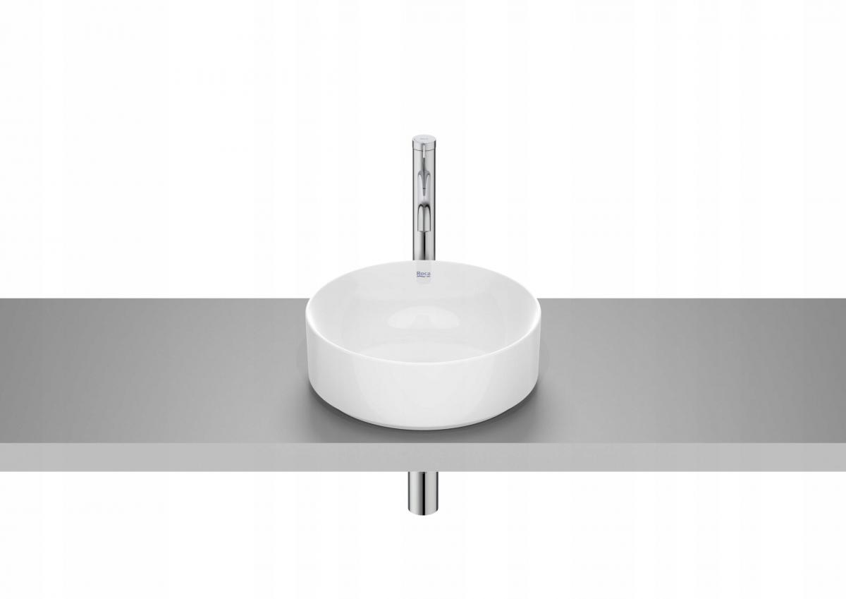 Umywalka nablatowa ONA ROUND 37cm, b/otw., b/przel. Biały ROCA