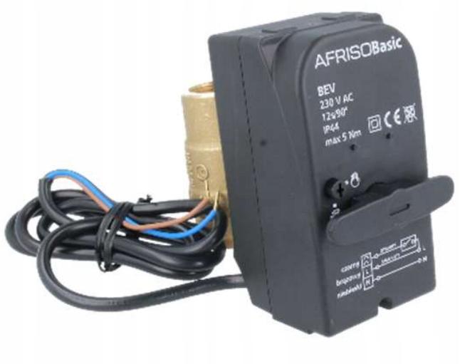 AFRISO Zawór kulowy z siłownikiem, NC AFRISO BEV DN 15 10 bar 230 V