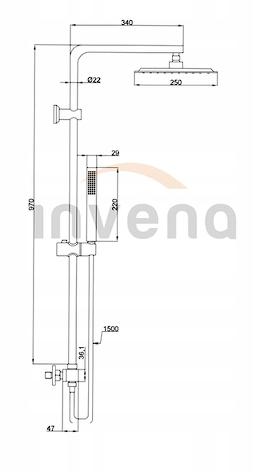 INVENA DESZCZOWNIA Z BATERIĄ TERMOSTATYCZNĄ SVART CHROM