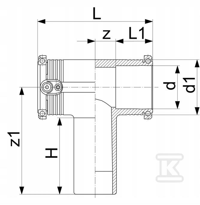 Trójnik elektrooporowy 90ST. DN32 PE100, SDR11, PN10 gaz/PN16 woda