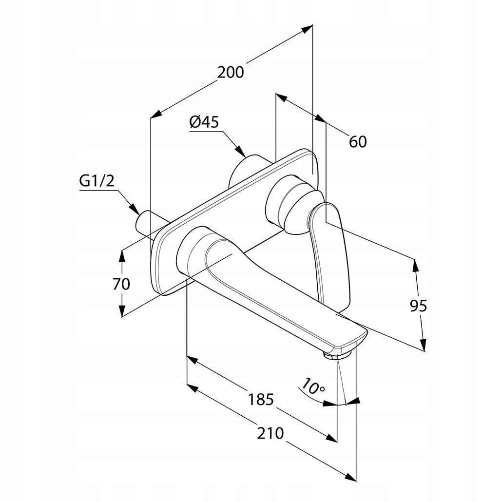 KLUDI BALANCE Ścienna bateria umywalkowa czarn 48h