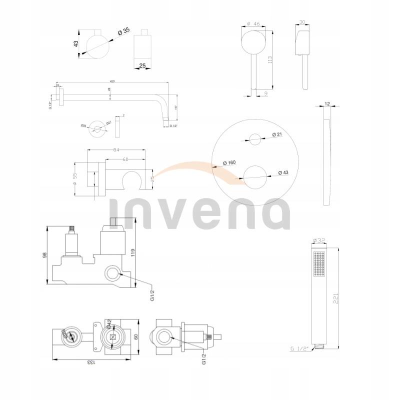 INVENA ZEST PODTYN Z BAT PODTYNK 2F DAFNI, OKR, CHROM, ROZETA