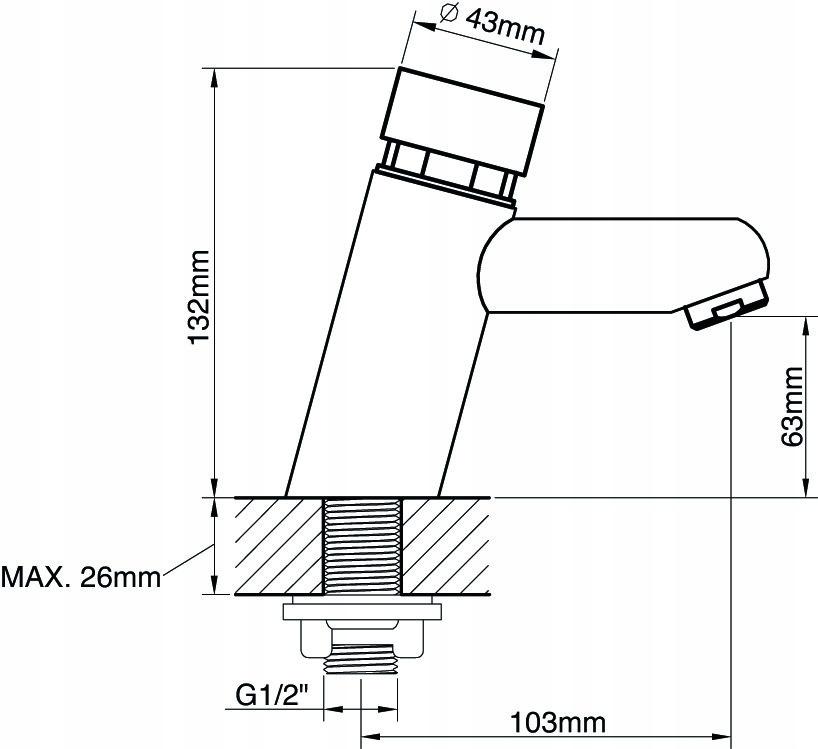 VALVEX Bateria umywalkowa Valvex samozamykająca / czasowa Push Onnline
