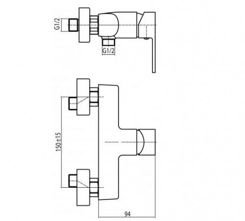 VALVEX Bateria prysznicowa Tube ścienna dwuotworowa chrom