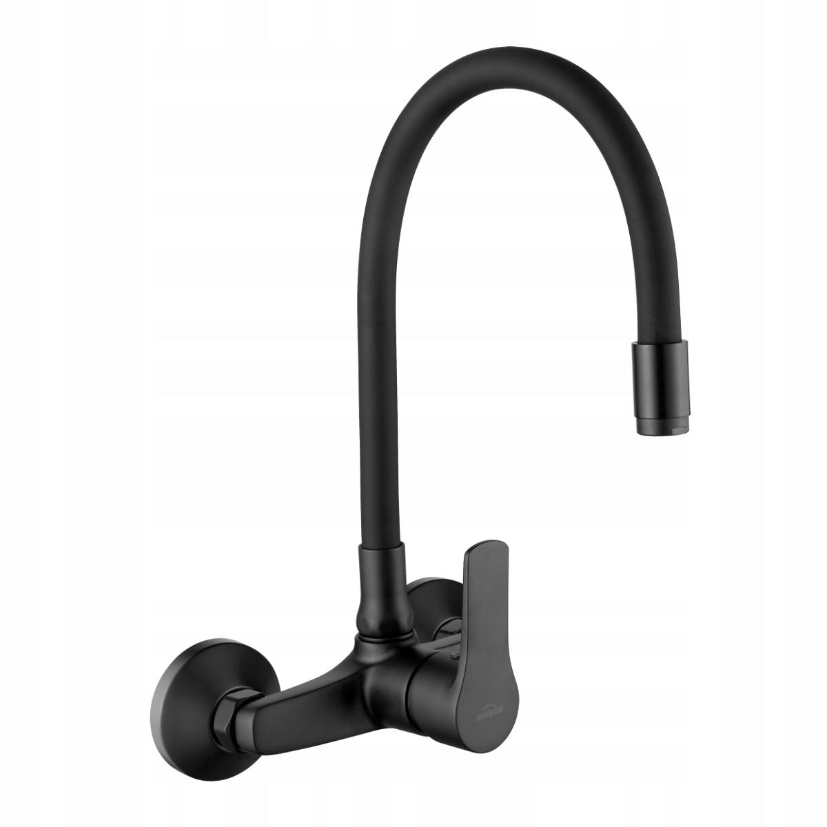 INVENA BATERIA ŚCIENNA VERSO CZARNA Z ELASTYCZNĄ CZARNĄ WYLEWKĄ