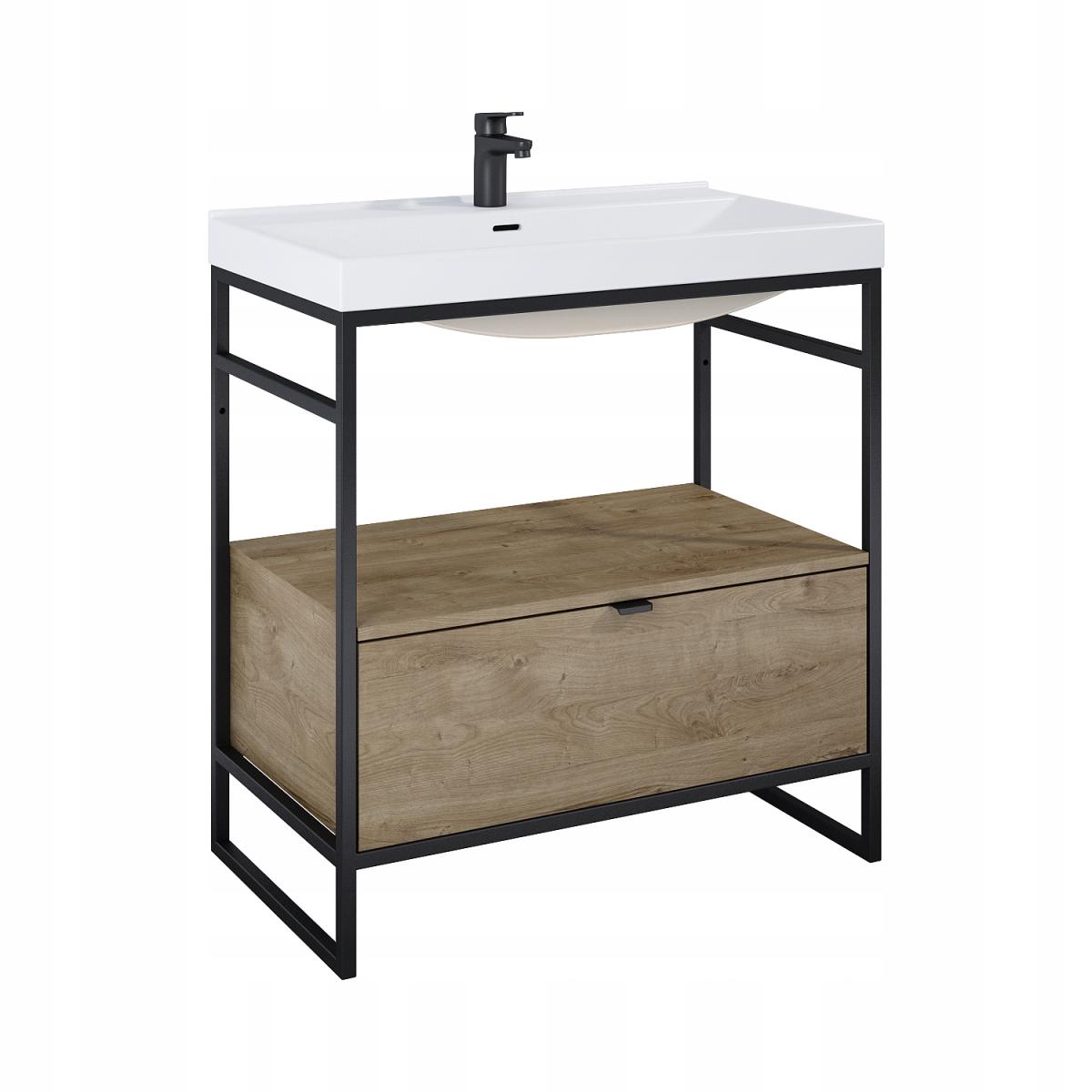 Szafka do stelaża 757 x 455 x 275 mm dąb canela z 1 szufladą ROCA Indus 80