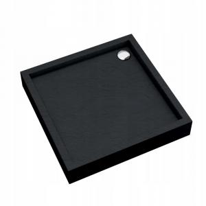Brodzik akryl Medium z podbudową Stabilsound i panelem Black Stone 80x80