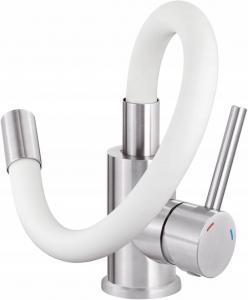 DEANTE Bateria kuchenna z giętą wylewką Luno, biały, stal