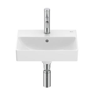 Umywalka ścienna ONA COMPACTO 40x32cm, z/otw., z/przel. Biały ROCA