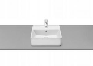 Umywalka nablatowa ALTER SQUARE 42x39cm, z/otw., z/przel. Biały ROCA