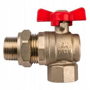 INVENA ZAWÓR KULOWY KĄTOWY ZE ŚRUBUNKIEM DN 15 Z NIEBIESKIM MOTYLKIEM PROV