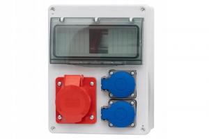 Rozdzielnica R-240 8M - gniazda 32A 5p, 2x230V + zabezpieczenia (RCD 4P 40A