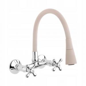 INVENA BATERIA ŚCIENNA ROMA Z ELASTYCZNĄ WYLEWKĄ, KOLOR BEŻOWY