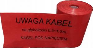 Taśma oznaczeniowa 252, czerwona, 300mm*100m (gr.0,5). Perforacja: ,,KABEL